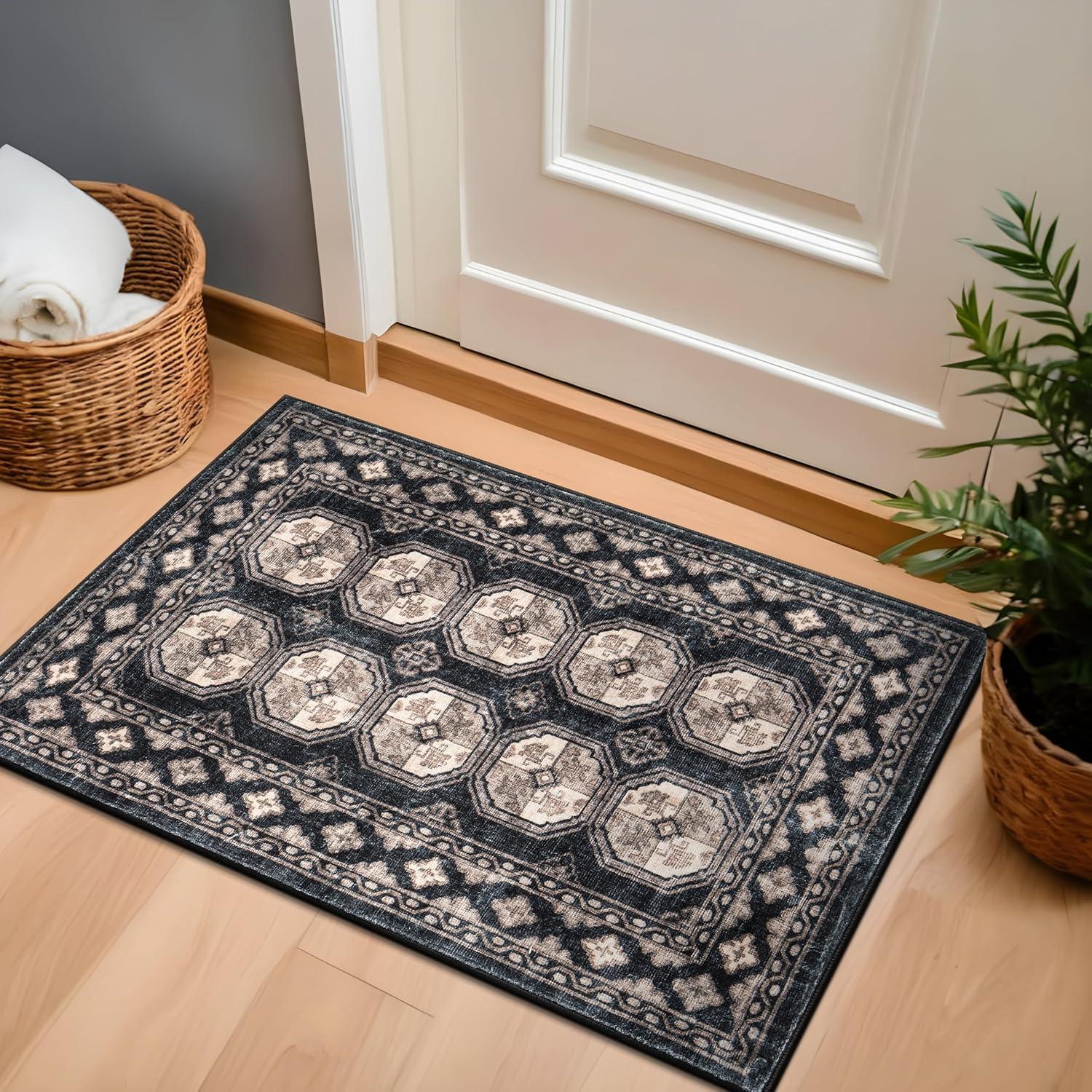 imageRugshop Transitional Moroccan Washable Non Slip Area Rug 5 x 7 AnthraciteAnthracite