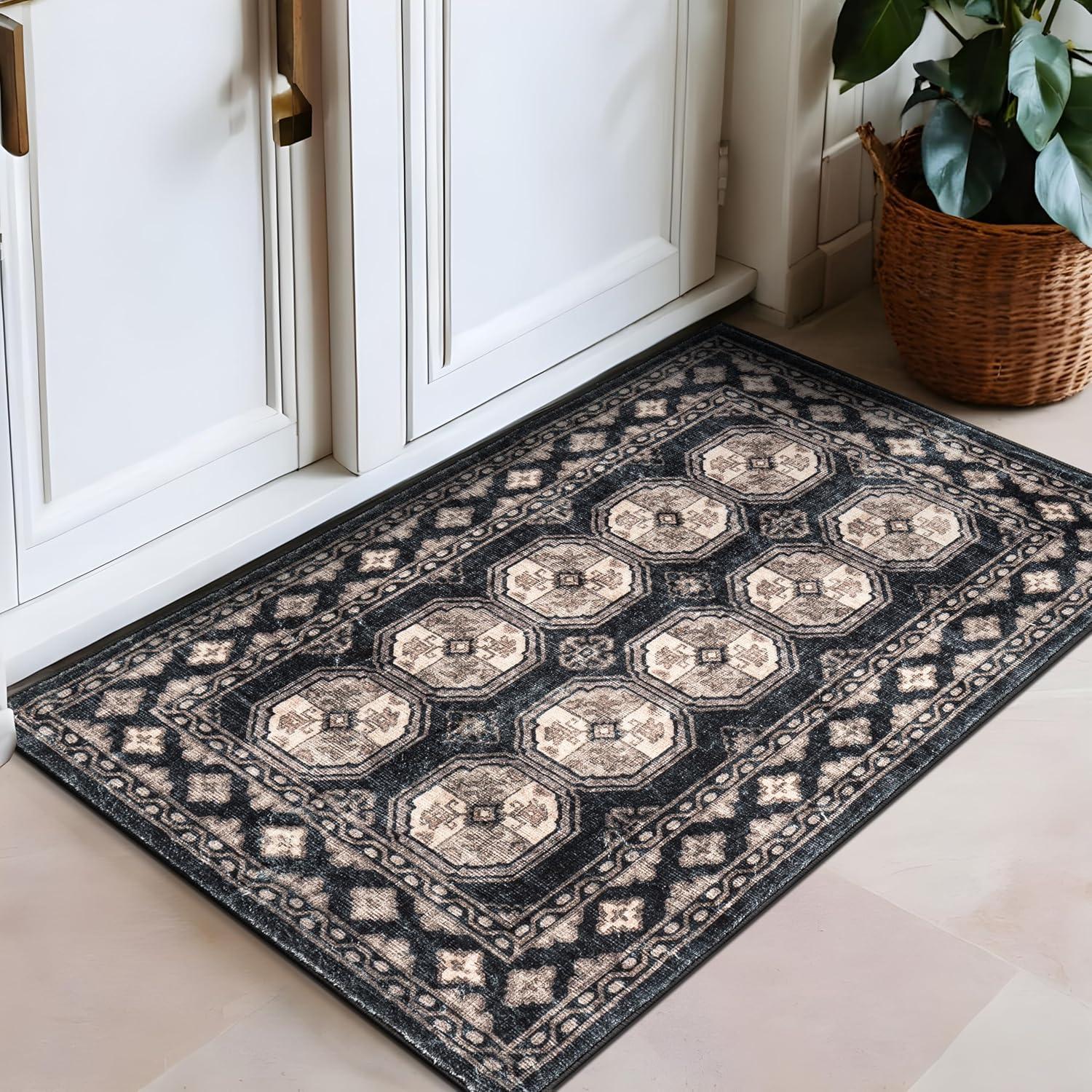 imageRugshop Transitional Moroccan Washable Non Slip Area Rug 5 x 7 AnthraciteAnthracite