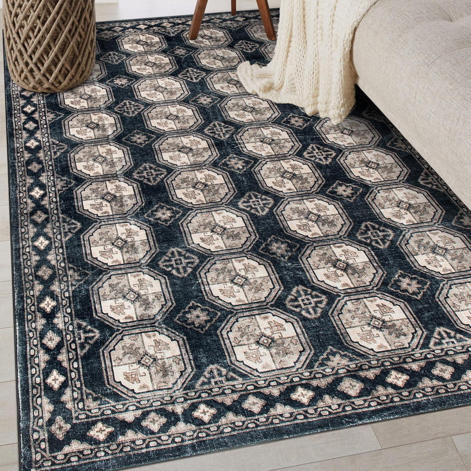 imageRugshop Transitional Moroccan Washable Non Slip Area Rug 5 x 7 AnthraciteAnthracite