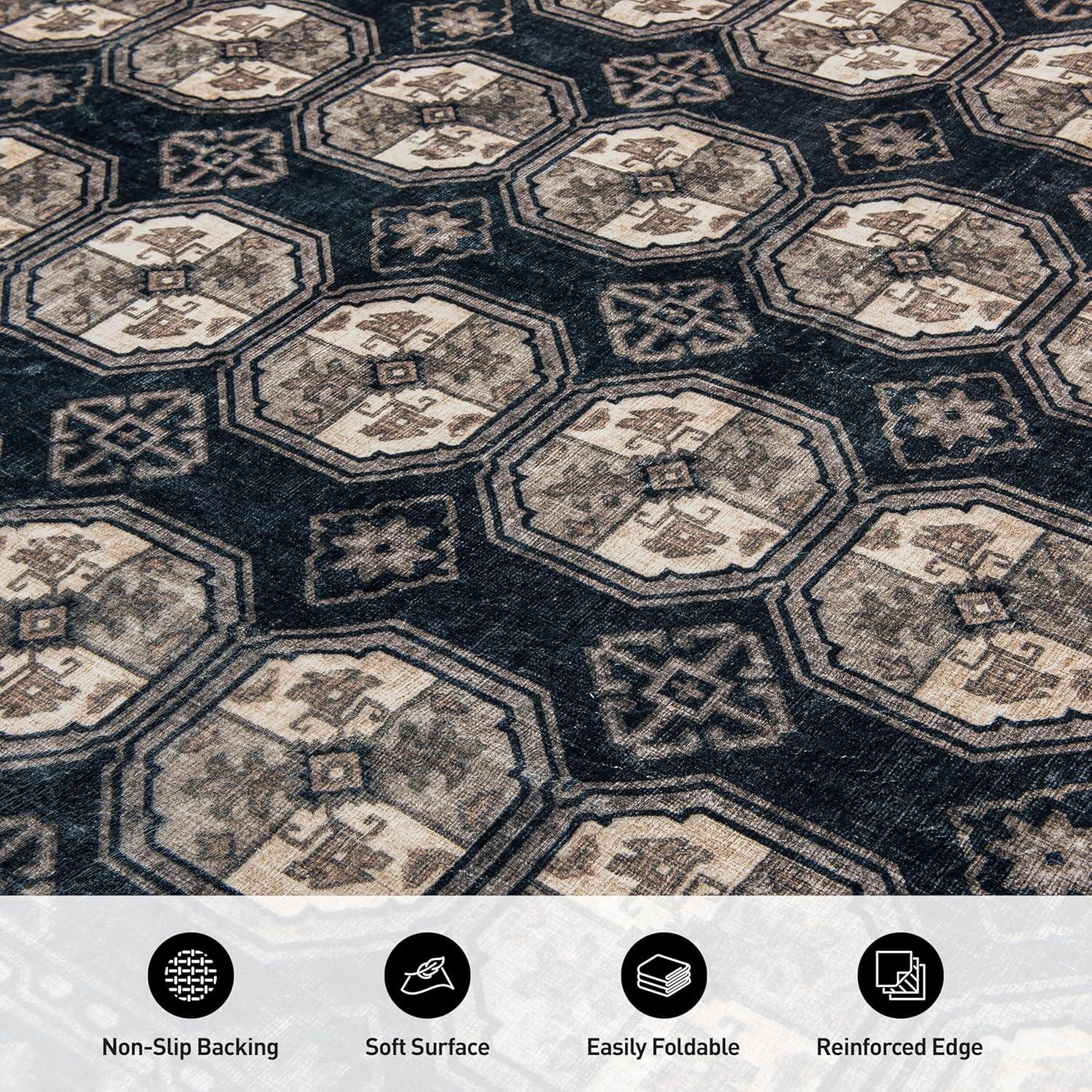 imageRugshop Transitional Moroccan Washable Non Slip Area Rug 5 x 7 AnthraciteAnthracite