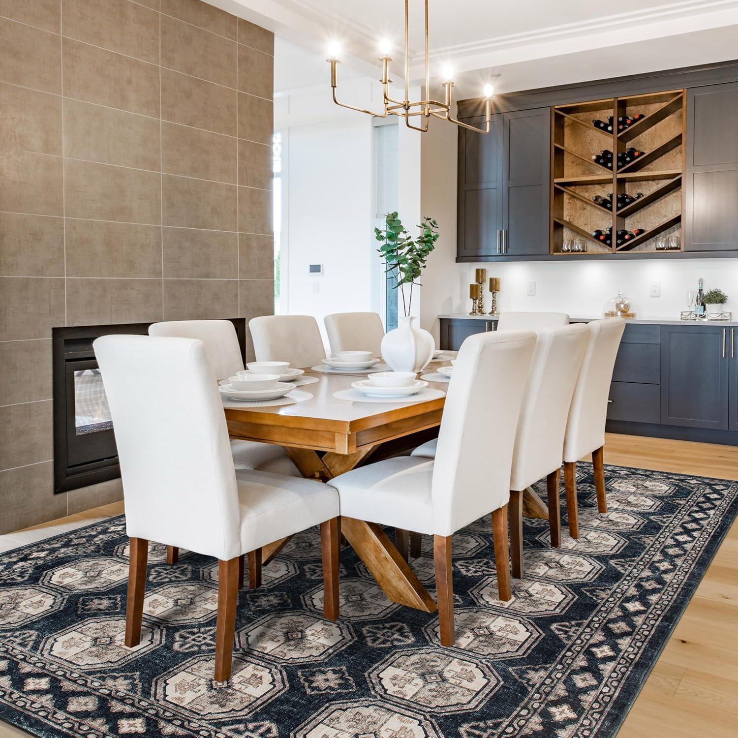 imageRugshop Transitional Moroccan Washable Non Slip Area Rug 5 x 7 AnthraciteAnthracite