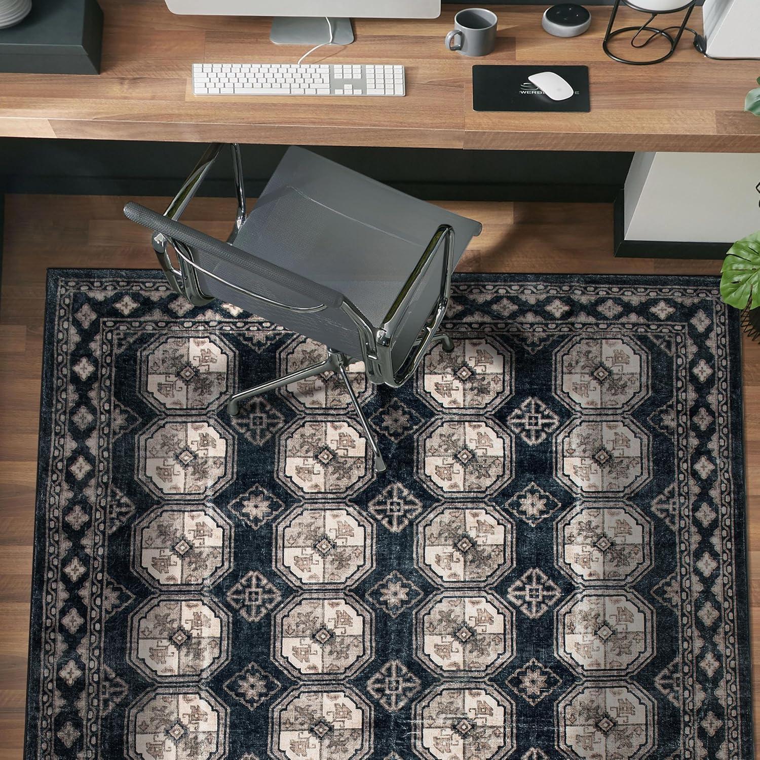 imageRugshop Transitional Moroccan Washable Non Slip Area Rug 5 x 7 AnthraciteAnthracite