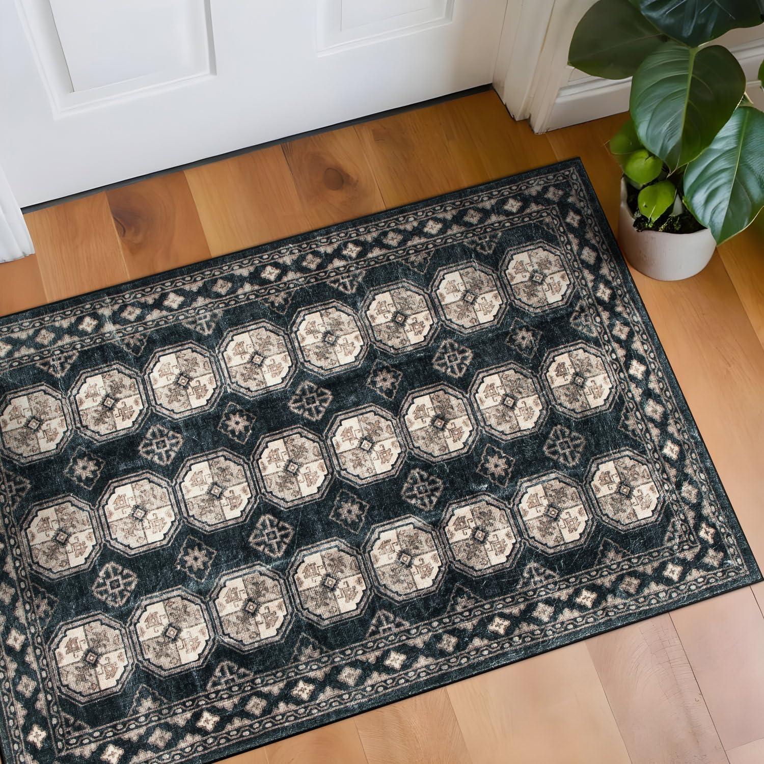 imageRugshop Transitional Moroccan Washable Non Slip Area Rug 5 x 7 AnthraciteAnthracite