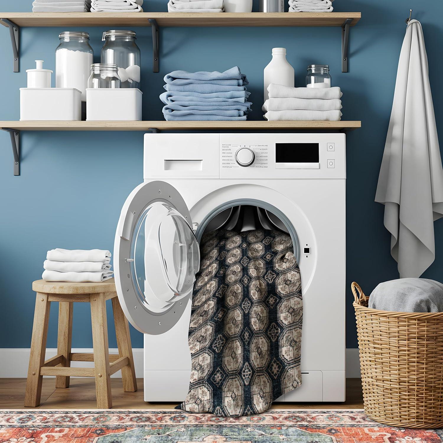 imageRugshop Transitional Moroccan Washable Non Slip Area Rug 5 x 7 AnthraciteAnthracite