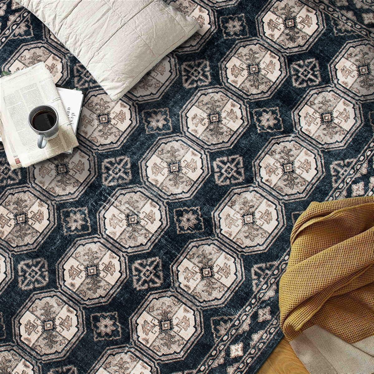 imageRugshop Transitional Moroccan Washable Non Slip Area Rug 5 x 7 AnthraciteAnthracite