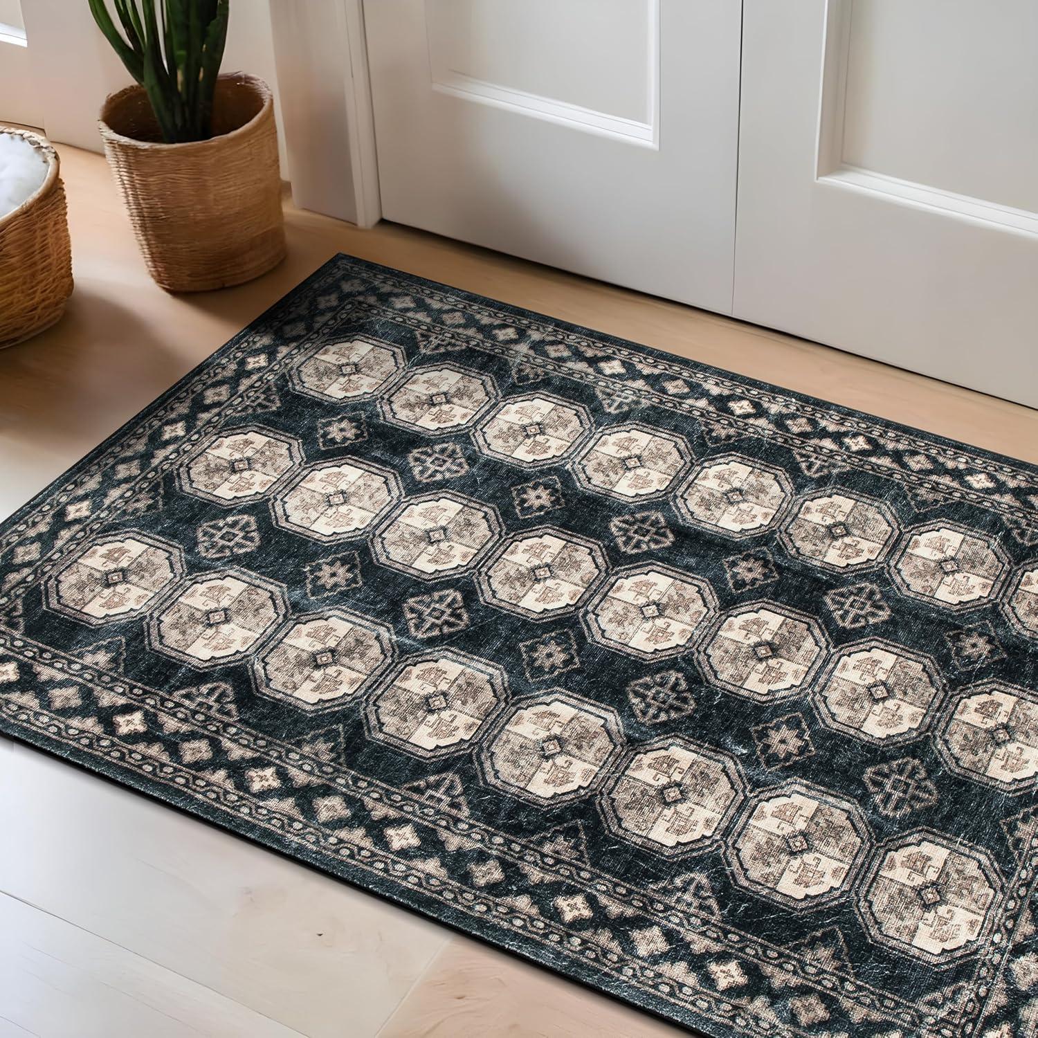 imageRugshop Transitional Moroccan Washable Non Slip Area Rug 5 x 7 AnthraciteAnthracite
