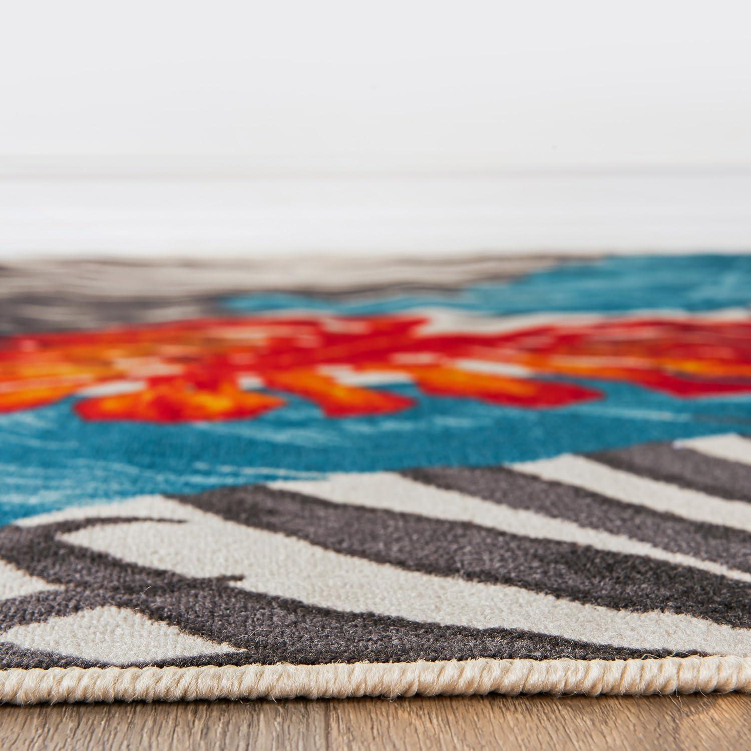 imageRugshop Tropical Floral Leaves High Traffic Living RoomBedroomKitchen Home Office Non Slip Area Rug 5 x 7 BeigeMulti Color