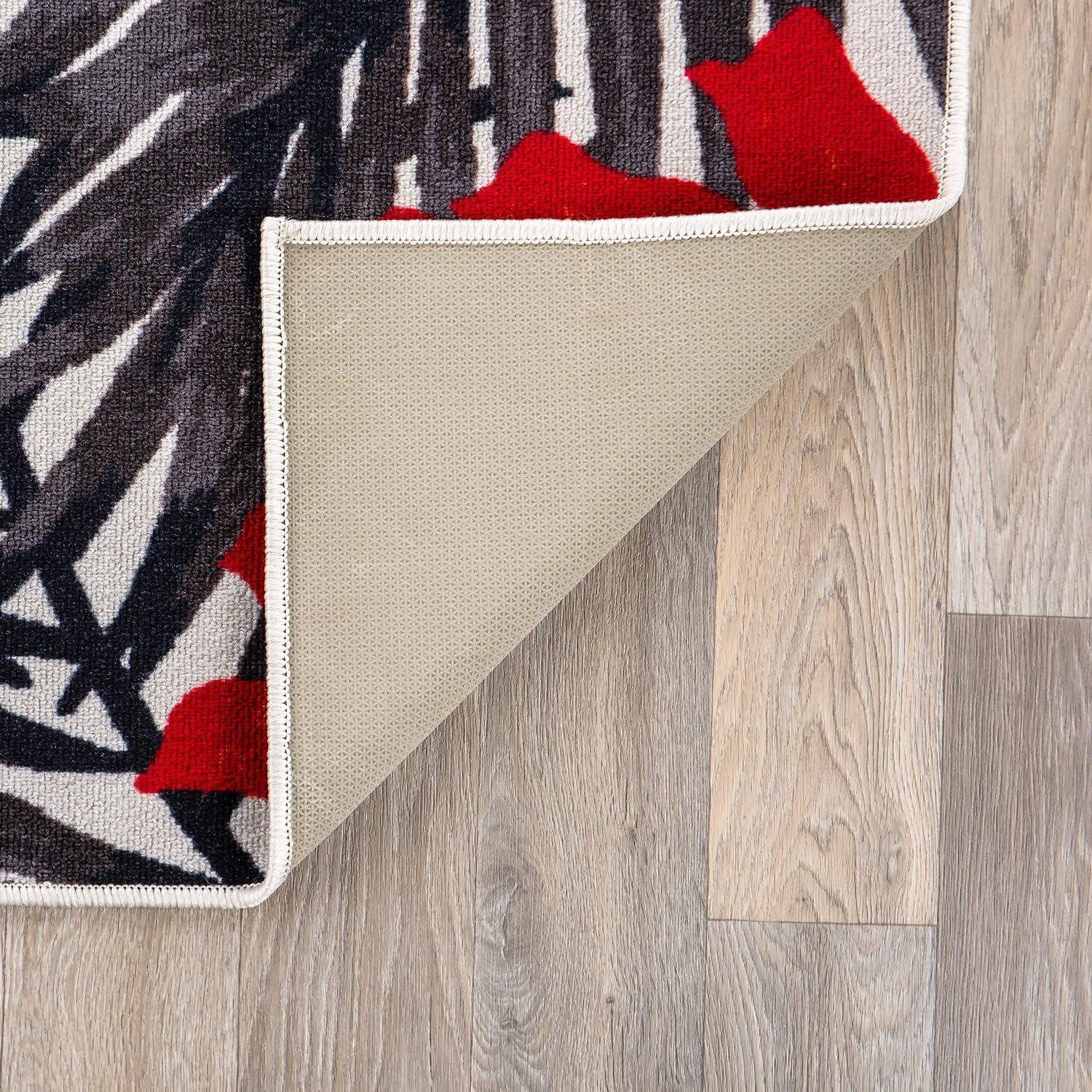 imageRugshop Tropical Floral Leaves High Traffic Living RoomBedroomKitchen Home Office Non Slip Area Rug 5 x 7 BeigeMulti Color