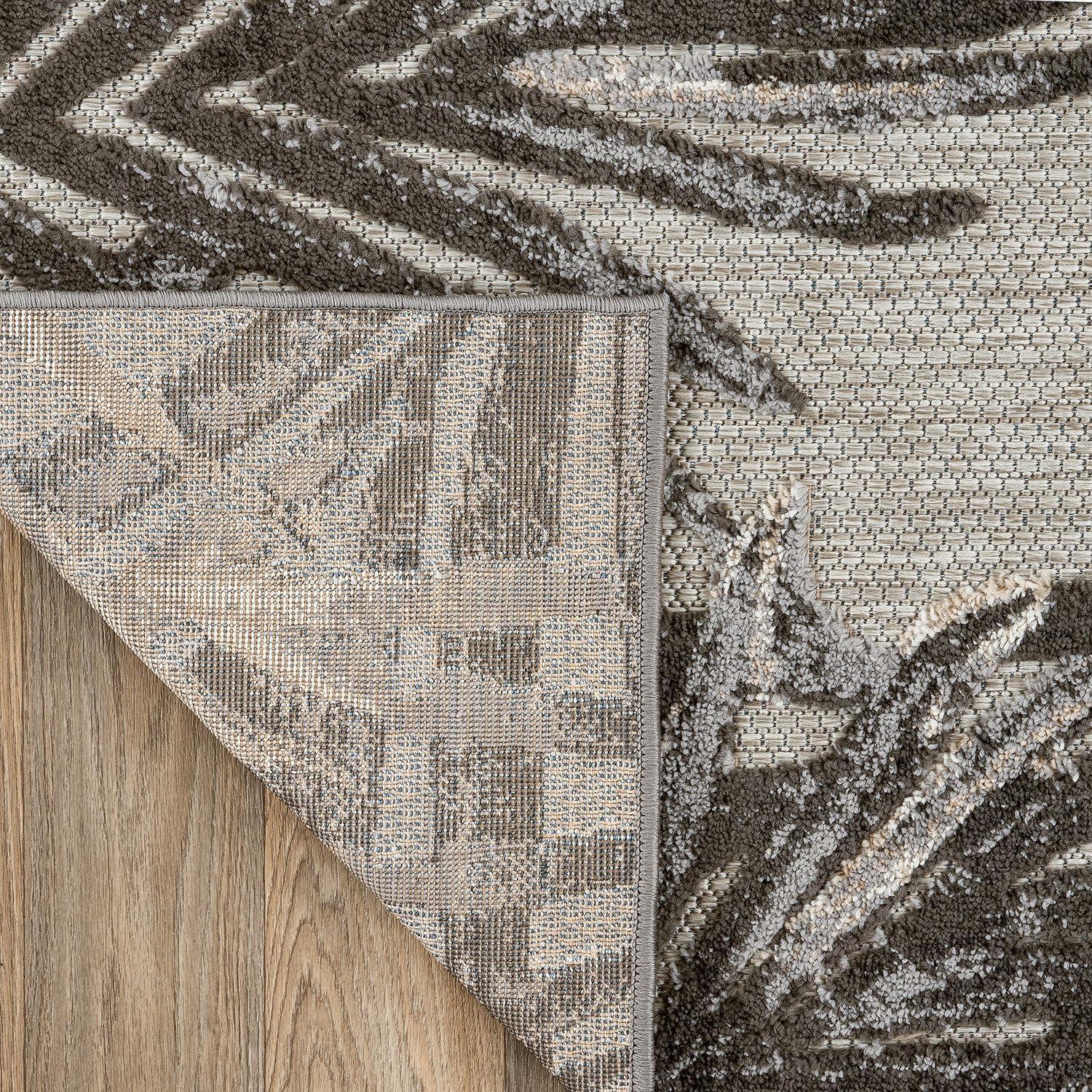 imageRugshop Tropical Floral Leaves IndoorOutdoor Area Rug 5 x 7 GrayGrey