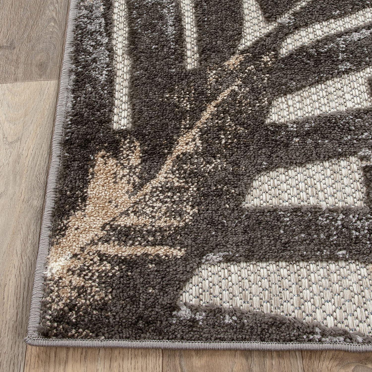 imageRugshop Tropical Floral Leaves IndoorOutdoor Area Rug 5 x 7 GrayGrey