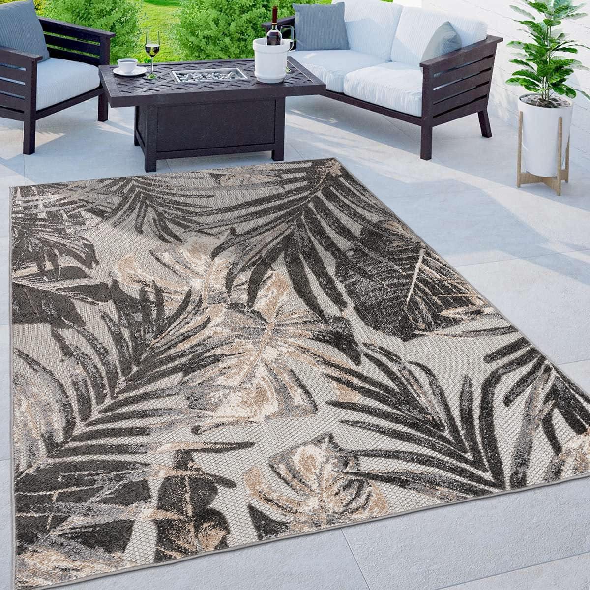 imageRugshop Tropical Floral Leaves IndoorOutdoor Area Rug 5 x 7 GrayGrey