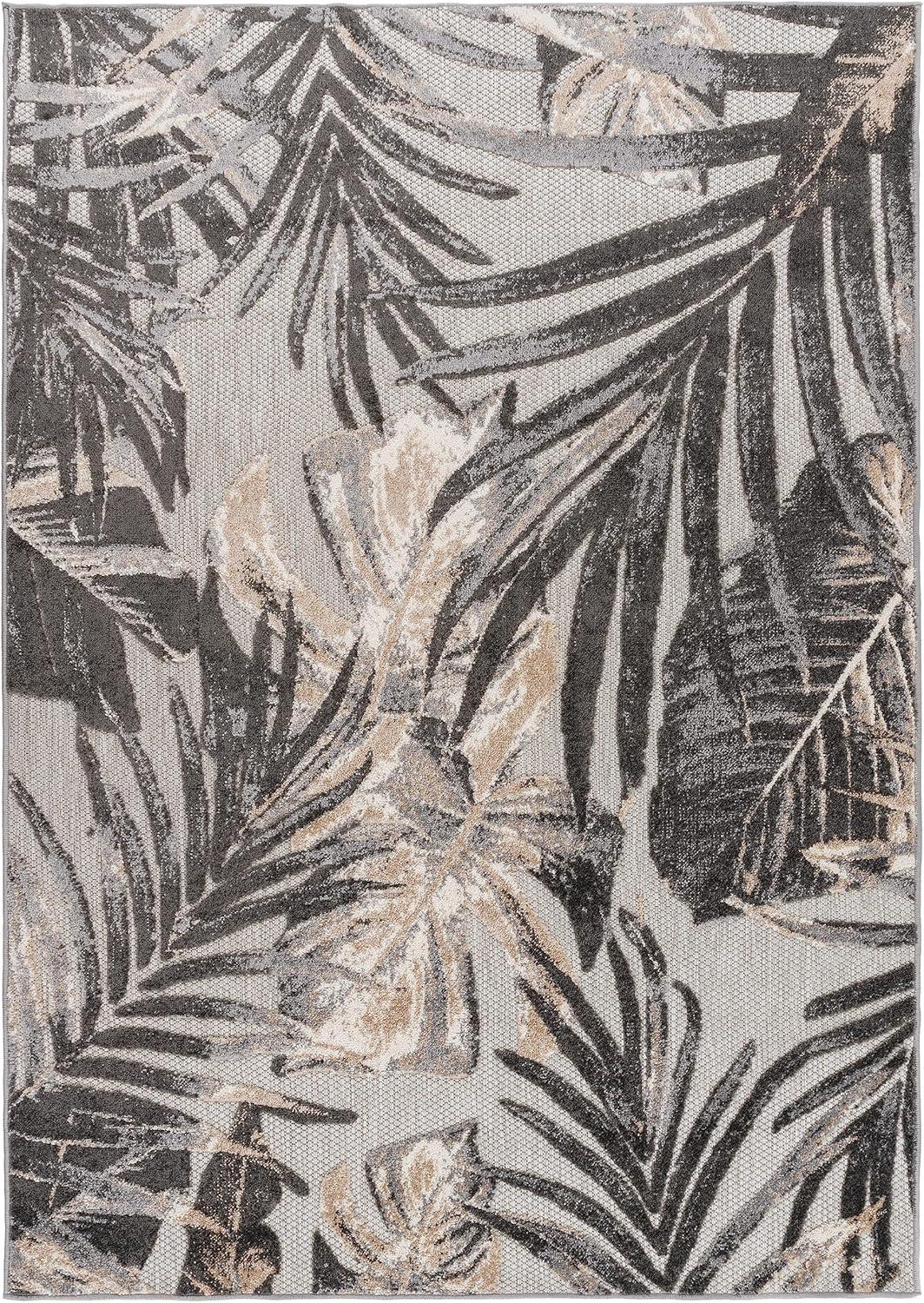 imageRugshop Tropical Floral Leaves IndoorOutdoor Area Rug 5 x 7 GrayGrey