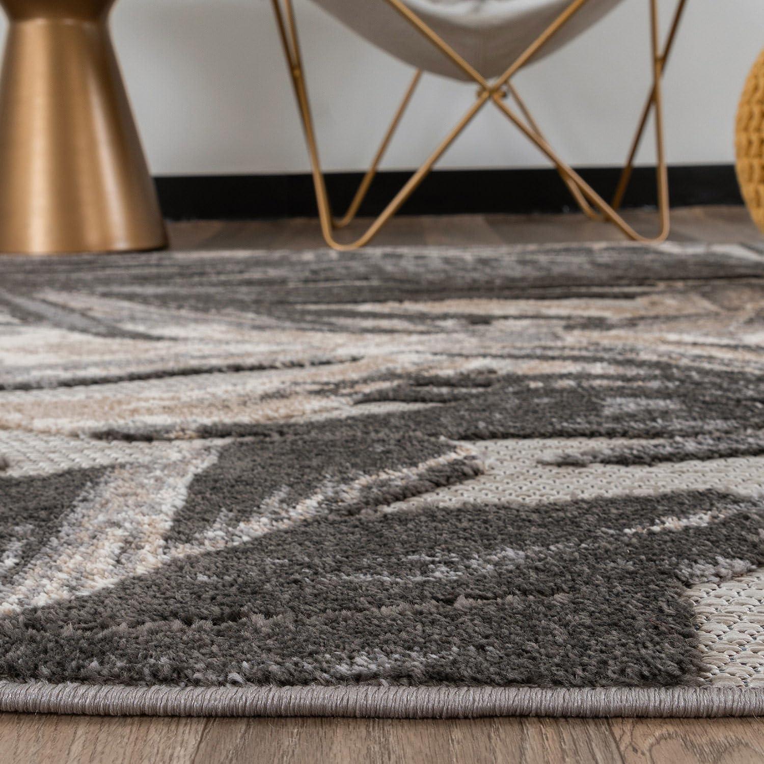 imageRugshop Tropical Floral Leaves IndoorOutdoor Area Rug 5 x 7 GrayGrey