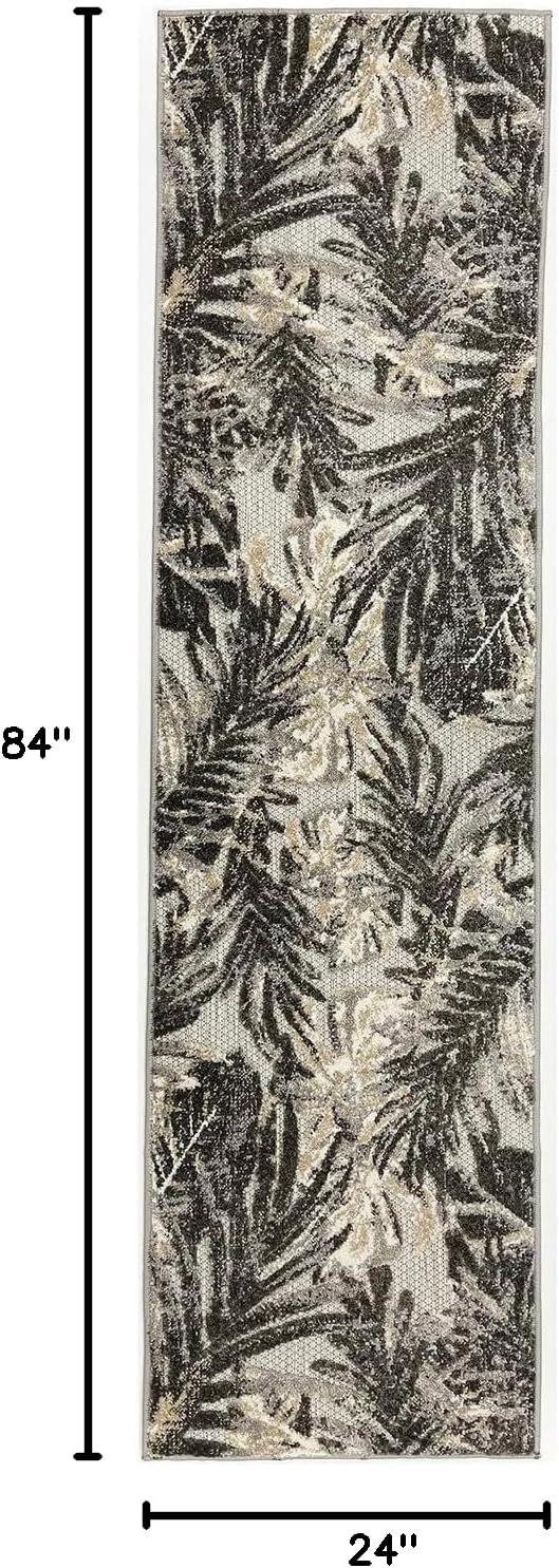imageRugshop Tropical Floral Leaves IndoorOutdoor Area Rug 5 x 7 GrayGrey