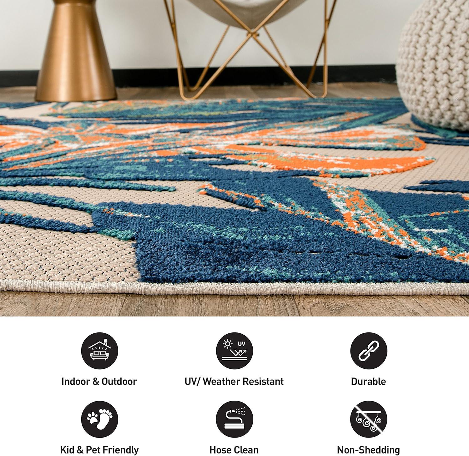 imageRugshop Tropical Floral Leaves IndoorOutdoor Area Rug 5 x 7 GrayMulti Color