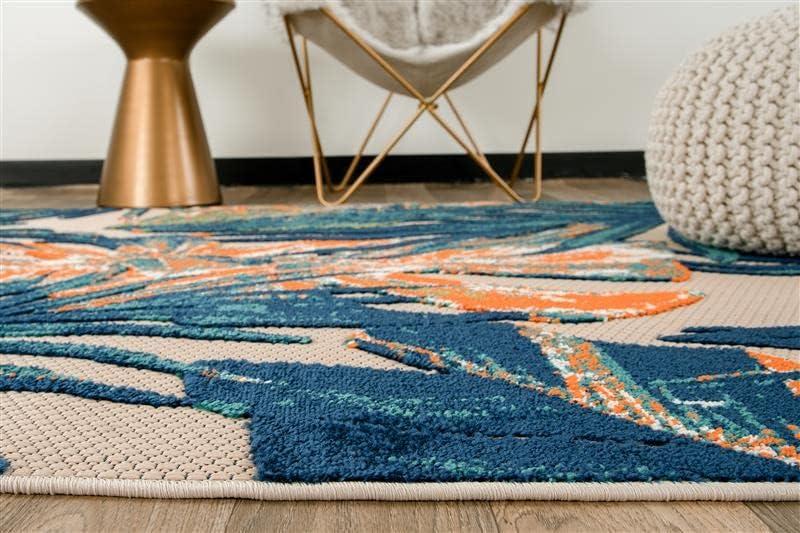 imageRugshop Tropical Floral Leaves IndoorOutdoor Area Rug 5 x 7 GrayMulti Color