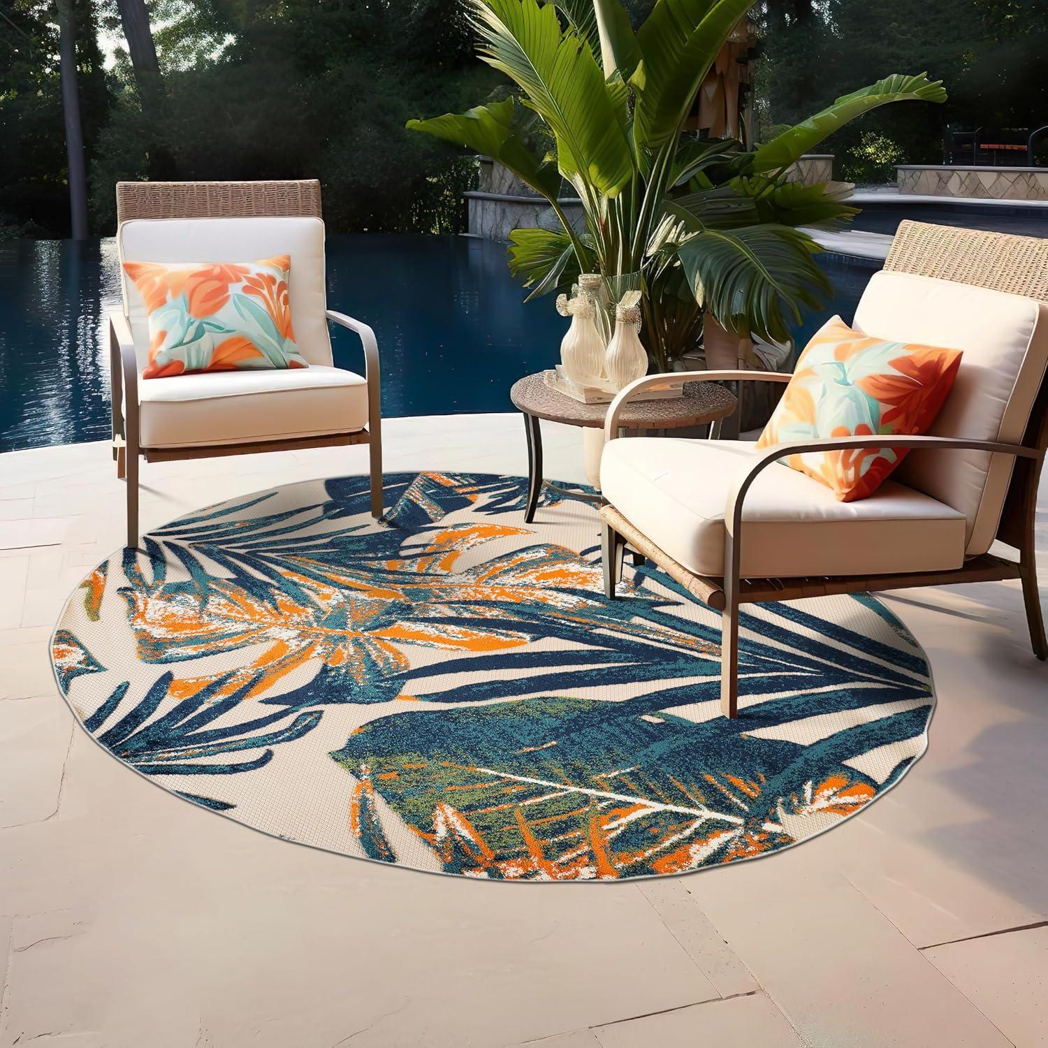 imageRugshop Tropical Floral Leaves IndoorOutdoor Area Rug 5 x 7 GrayMulti Color