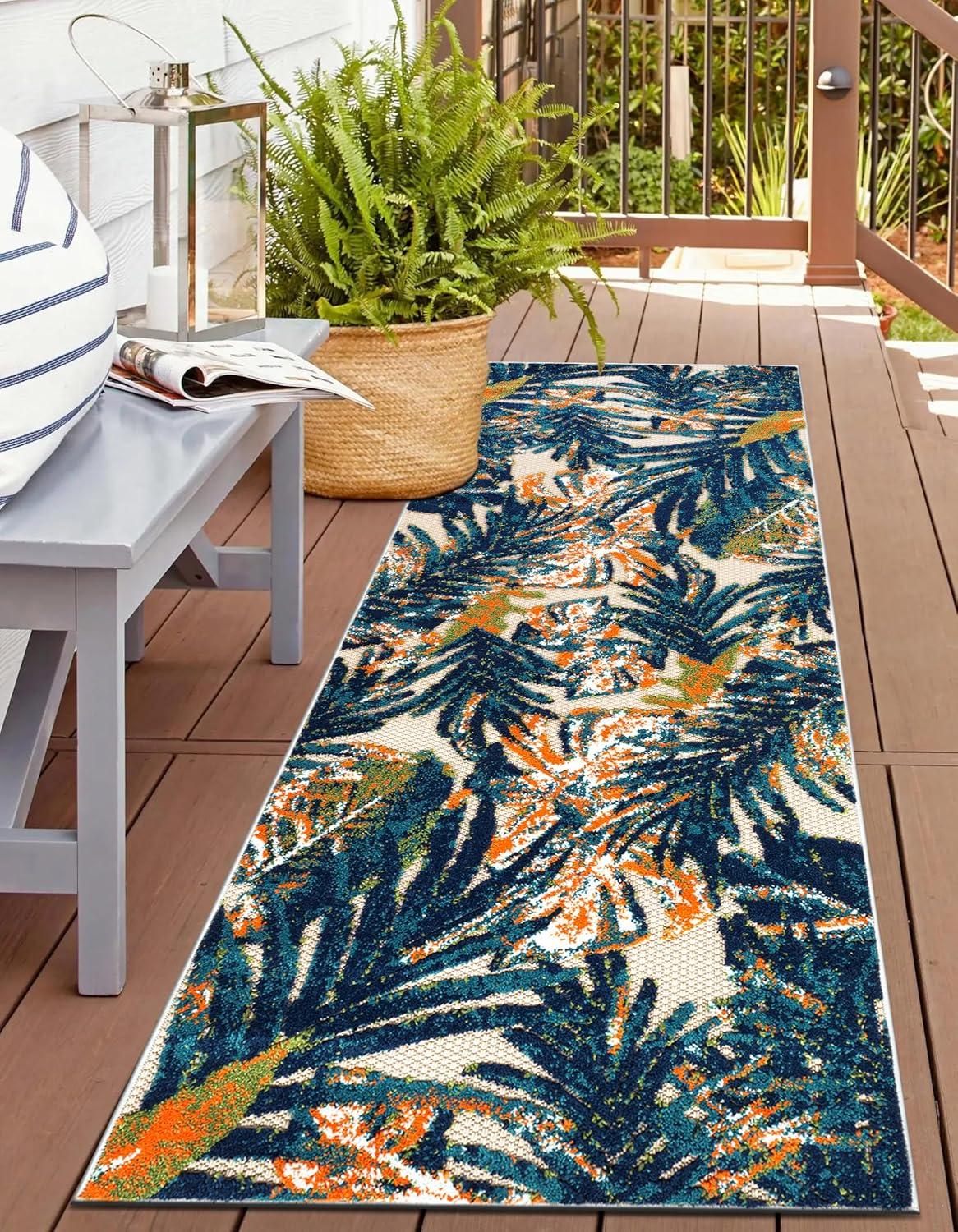 imageRugshop Tropical Floral Leaves IndoorOutdoor Area Rug 5 x 7 GrayMulti Color