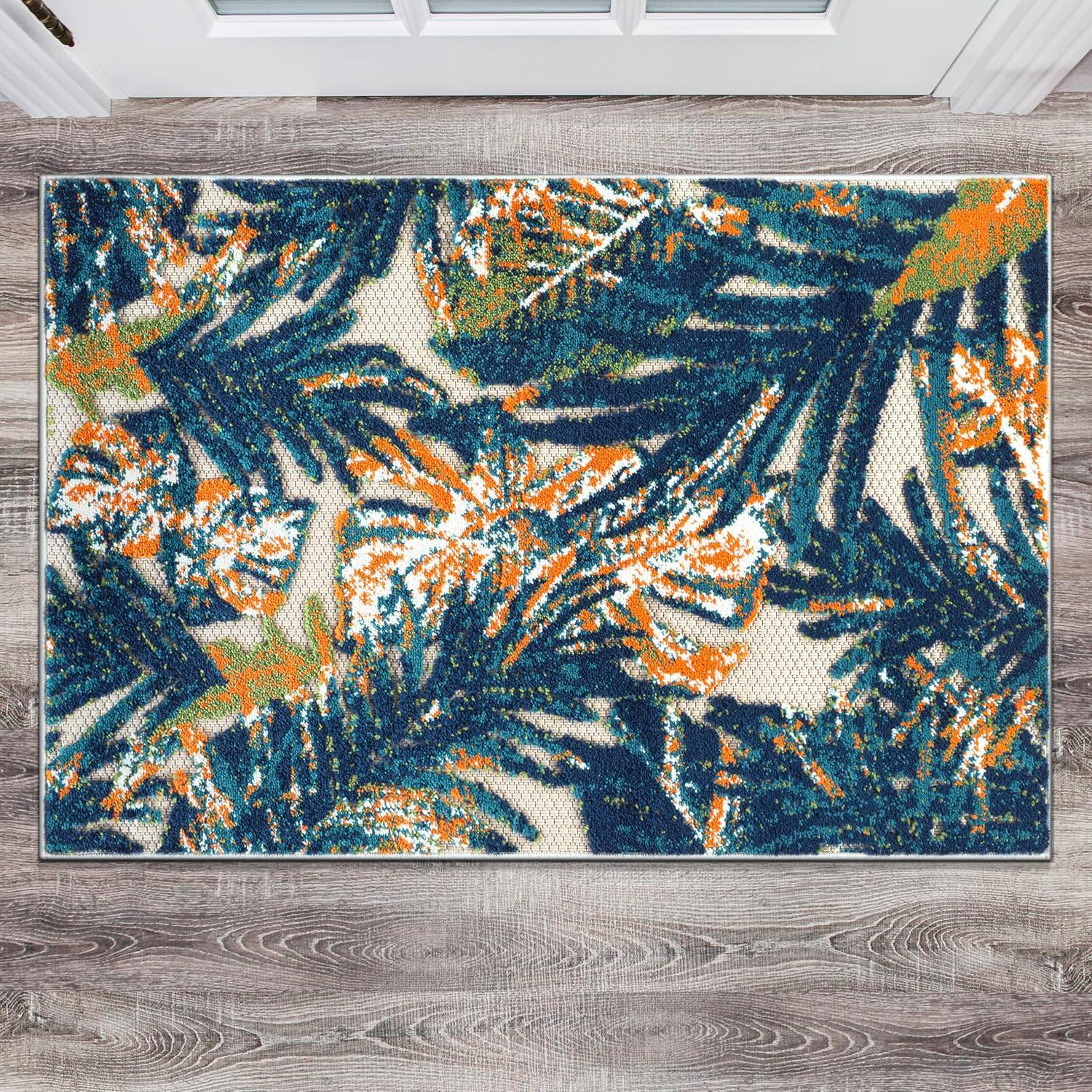 imageRugshop Tropical Floral Leaves IndoorOutdoor Area Rug 5 x 7 GrayMulti Color
