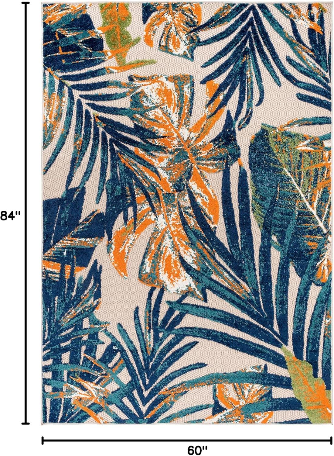 imageRugshop Tropical Floral Leaves IndoorOutdoor Area Rug 5 x 7 GrayMulti Color