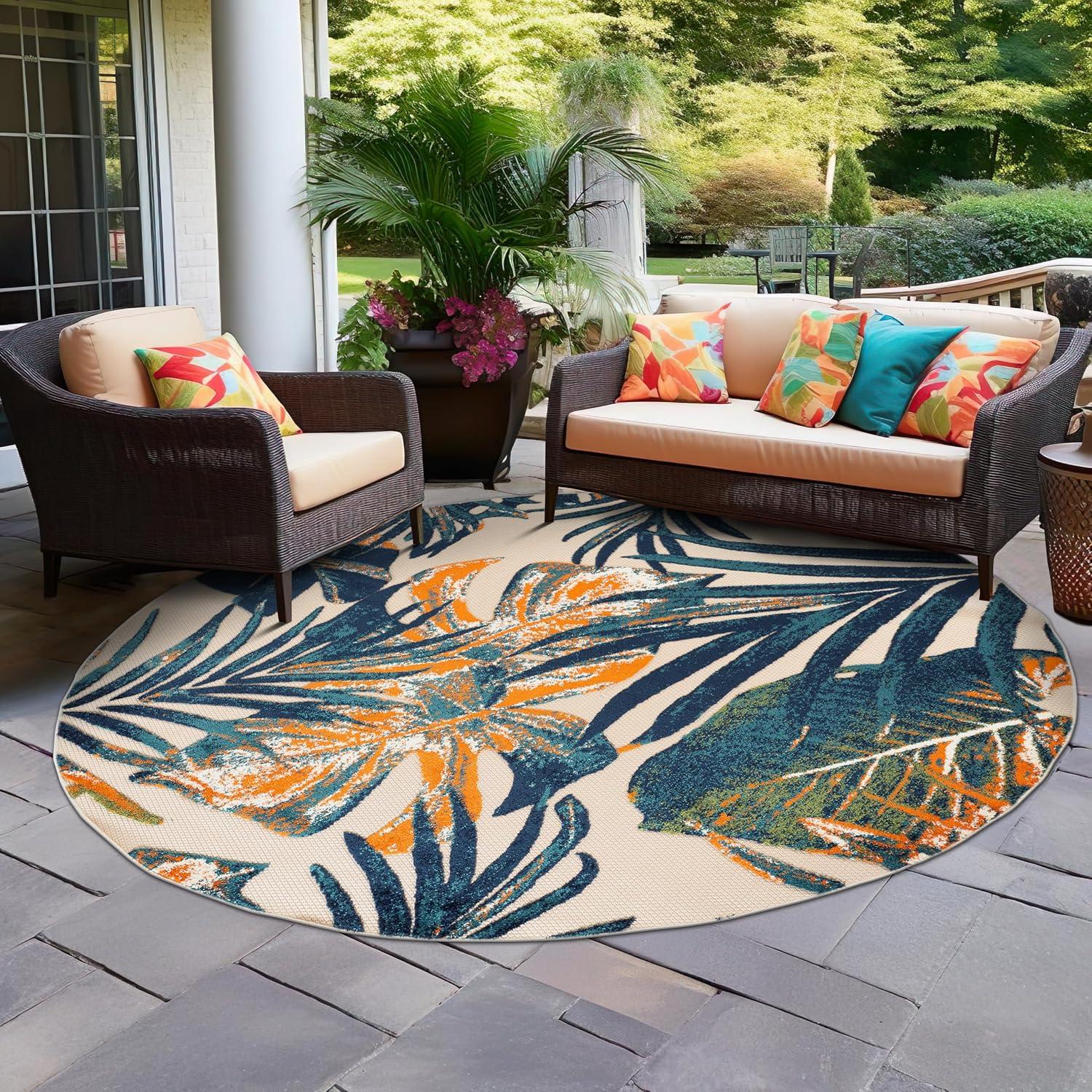 imageRugshop Tropical Floral Leaves IndoorOutdoor Area Rug 5 x 7 GrayMulti Color