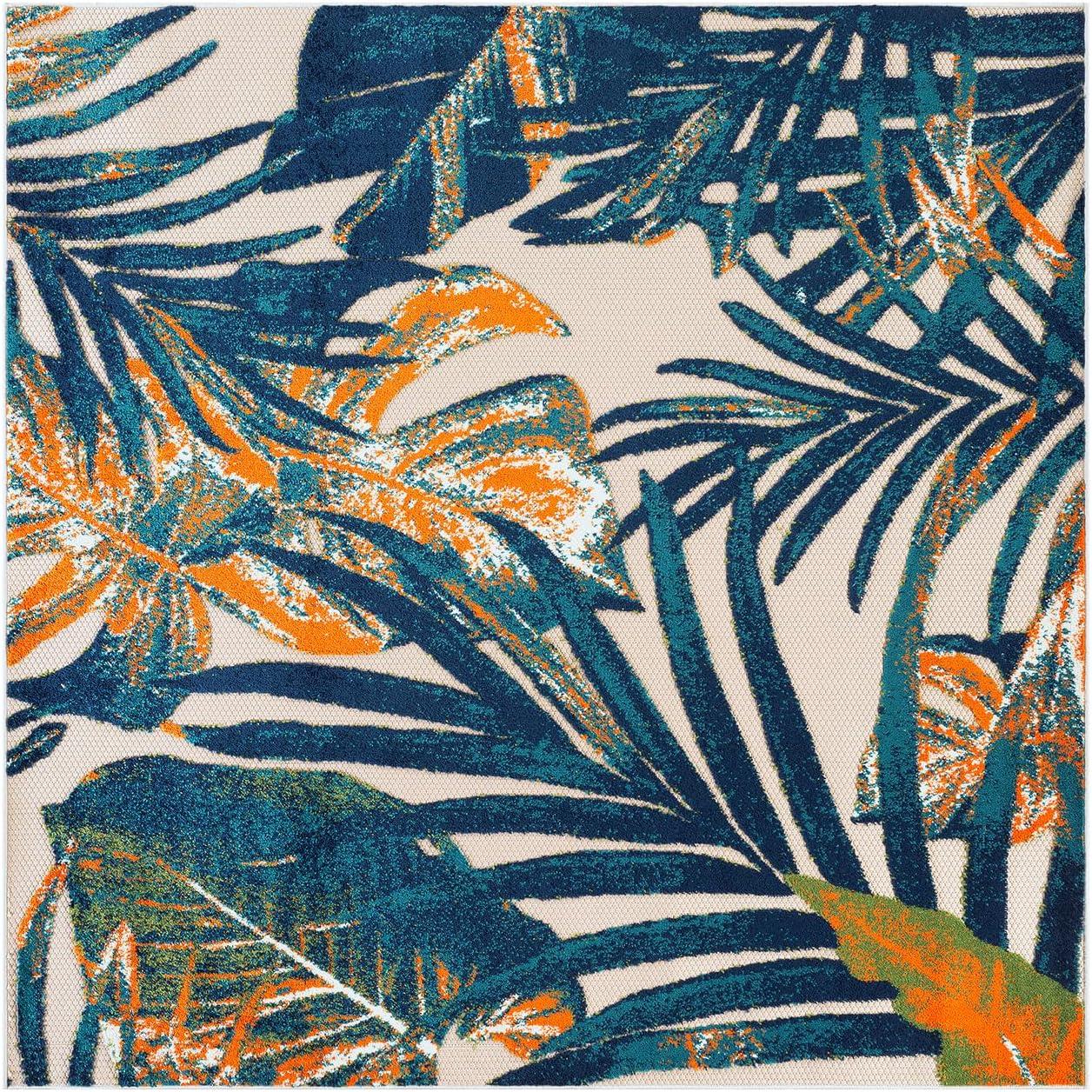 imageRugshop Tropical Floral Leaves IndoorOutdoor Area Rug 5 x 7 GrayMulti Color