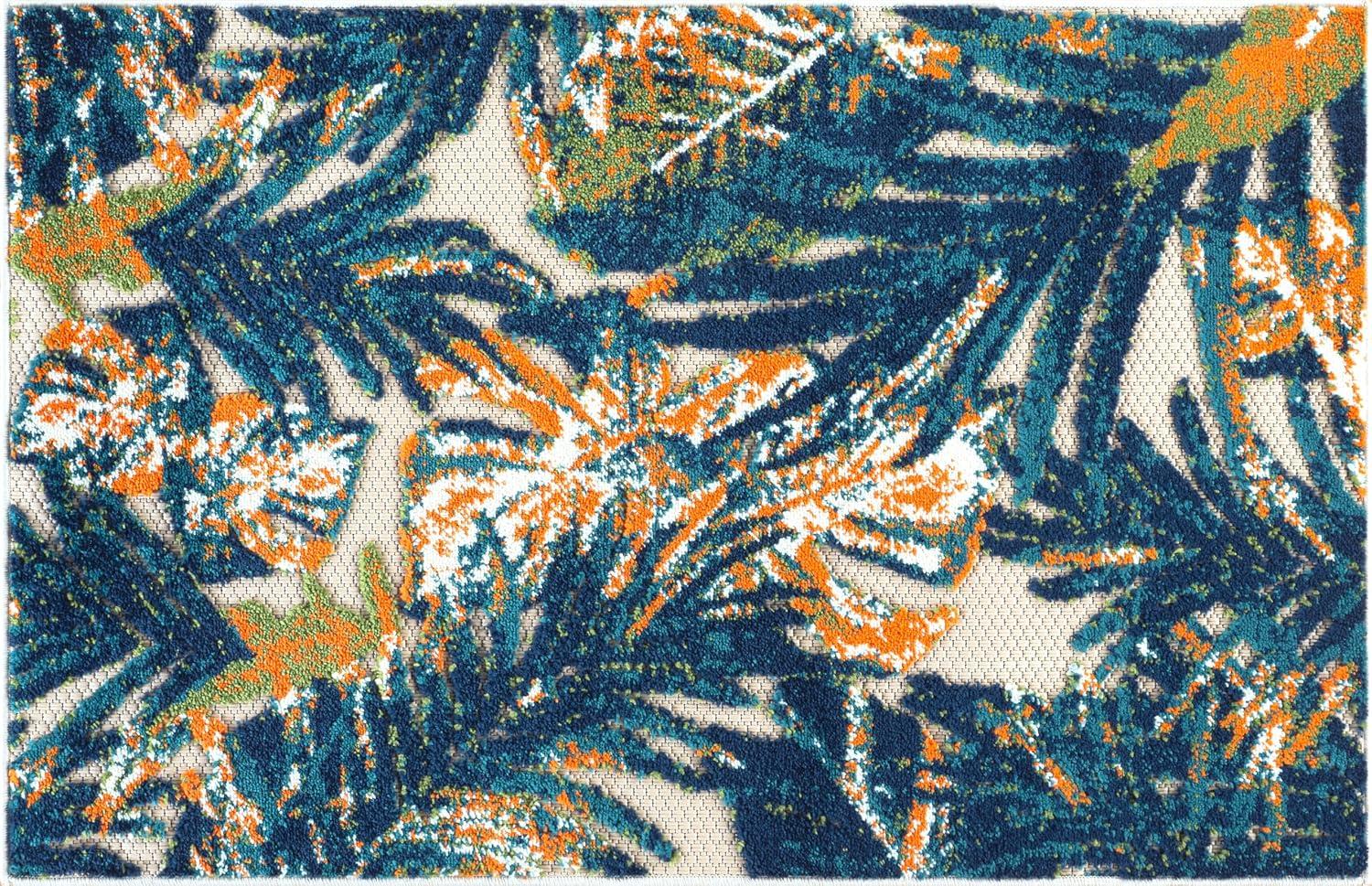 imageRugshop Tropical Floral Leaves IndoorOutdoor Area Rug 5 x 7 GrayMulti Color