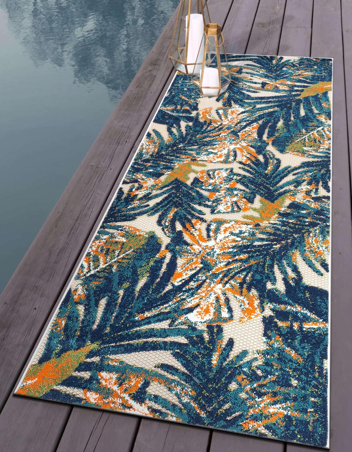 imageRugshop Tropical Floral Leaves IndoorOutdoor Area Rug 5 x 7 GrayMulti Color