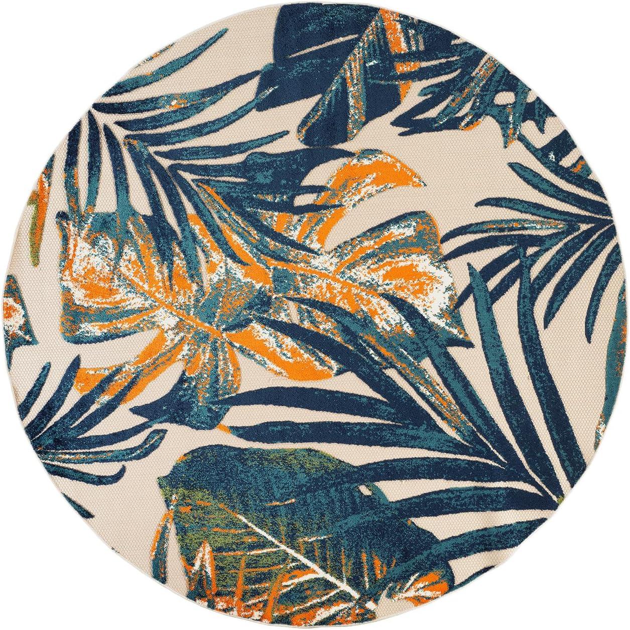 imageRugshop Tropical Floral Leaves IndoorOutdoor Area Rug 5 x 7 GrayMulti Color