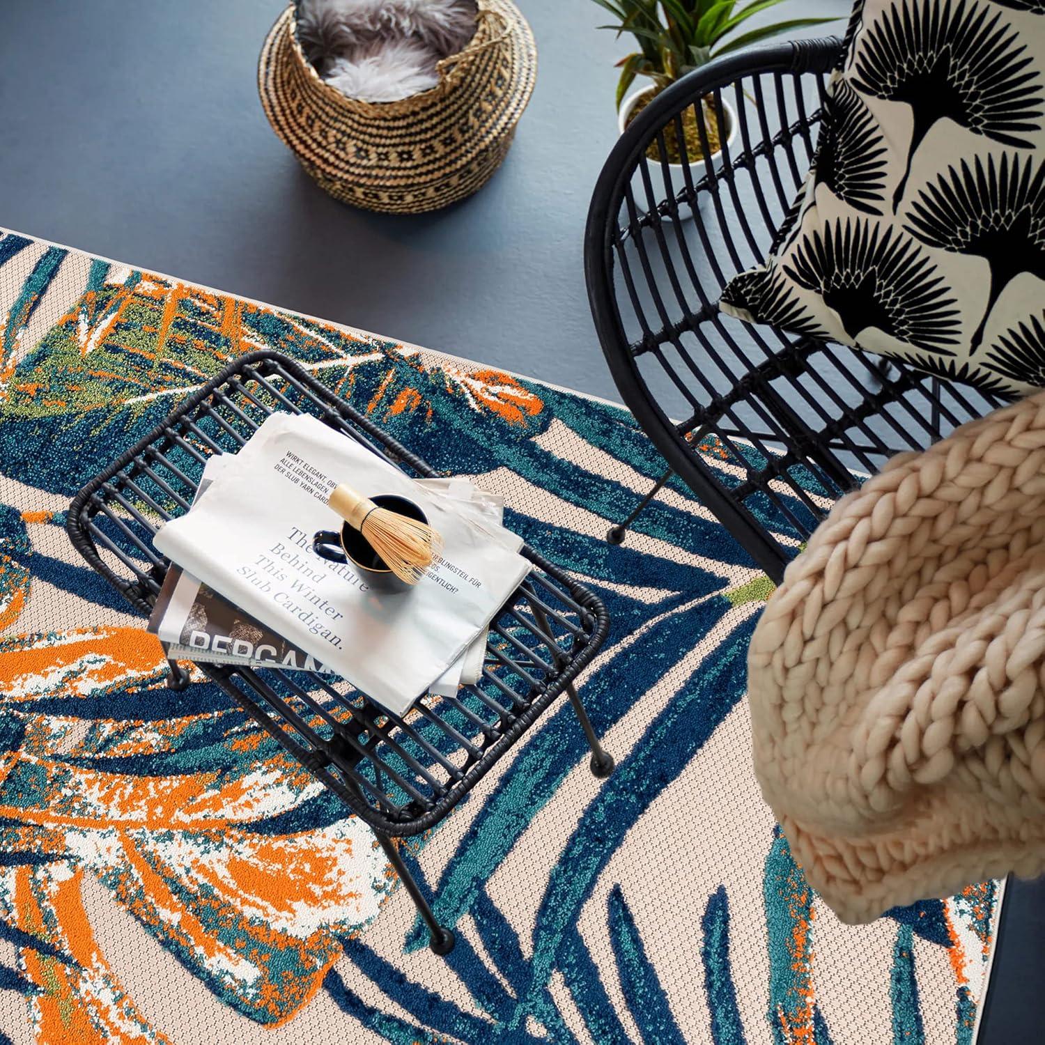 imageRugshop Tropical Floral Leaves IndoorOutdoor Area Rug 5 x 7 GrayMulti Color