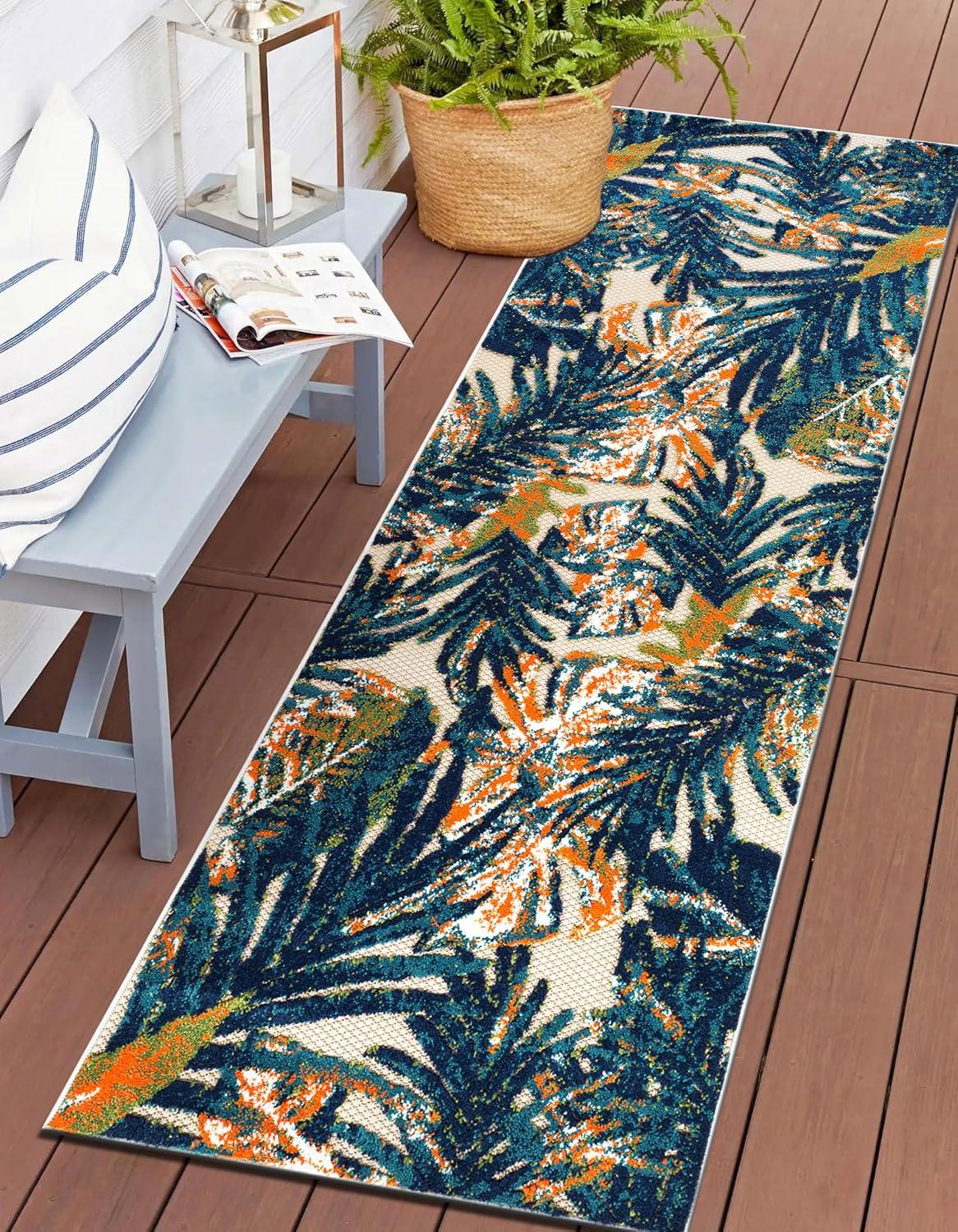 imageRugshop Tropical Floral Leaves IndoorOutdoor Area Rug 5 x 7 GrayMulti Color