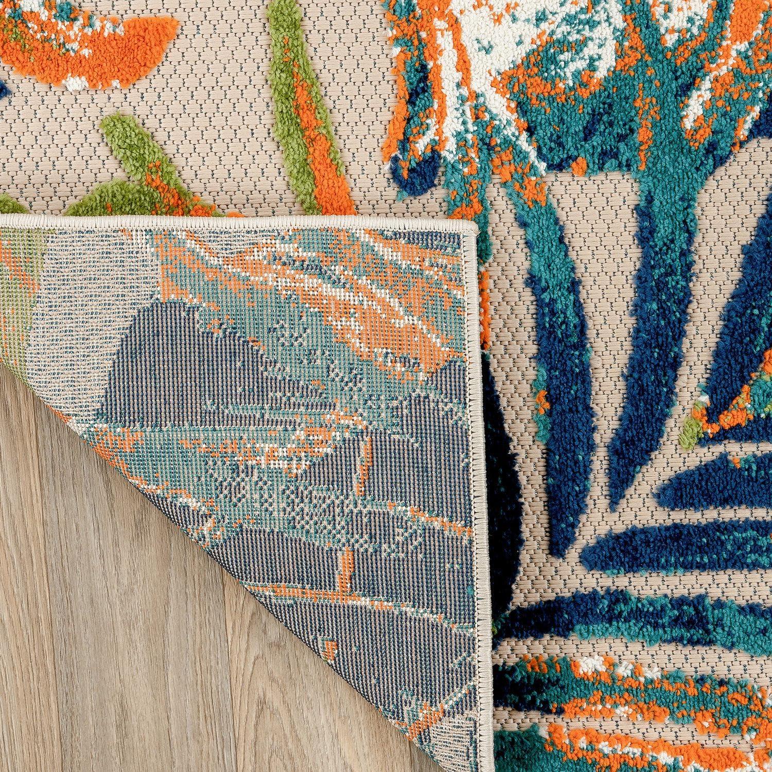 imageRugshop Tropical Floral Leaves IndoorOutdoor Area Rug 5 x 7 GrayMulti Color