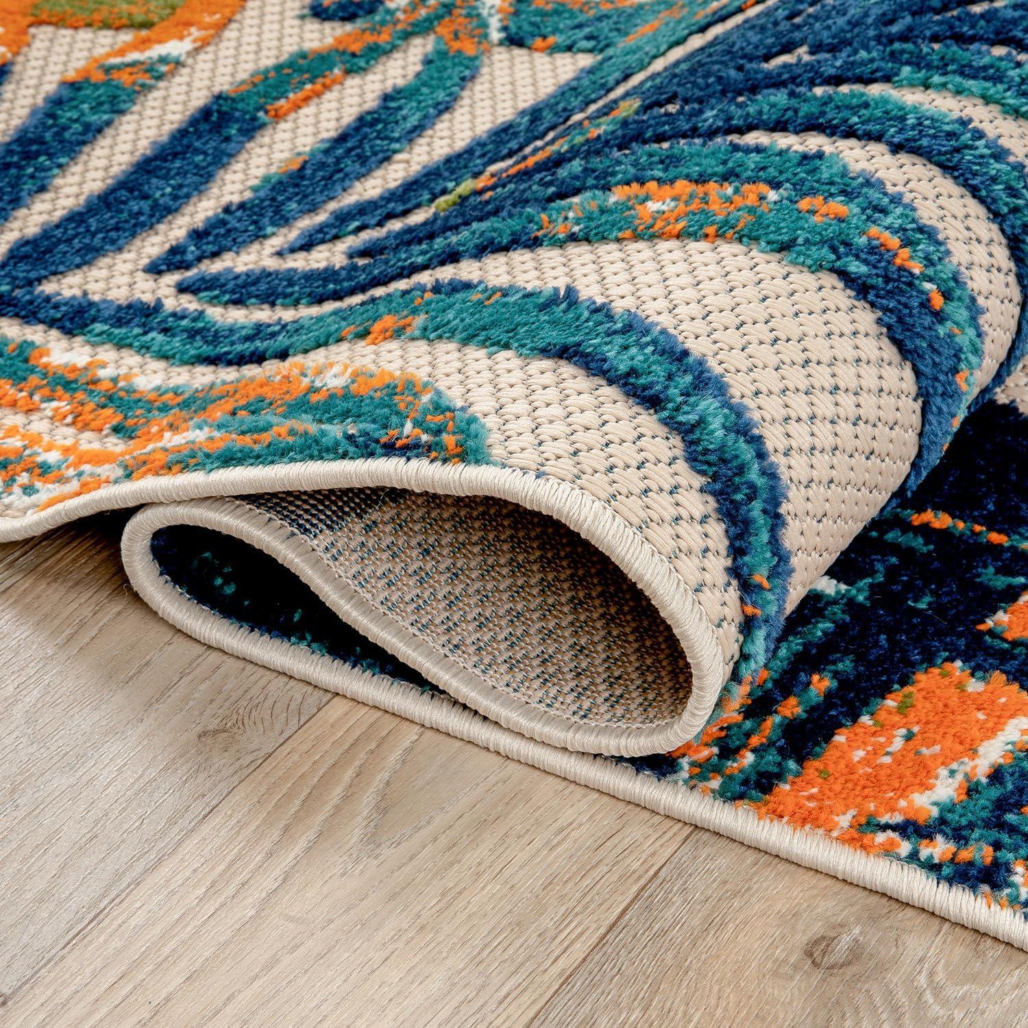 imageRugshop Tropical Floral Leaves IndoorOutdoor Area Rug 5 x 7 GrayMulti Color