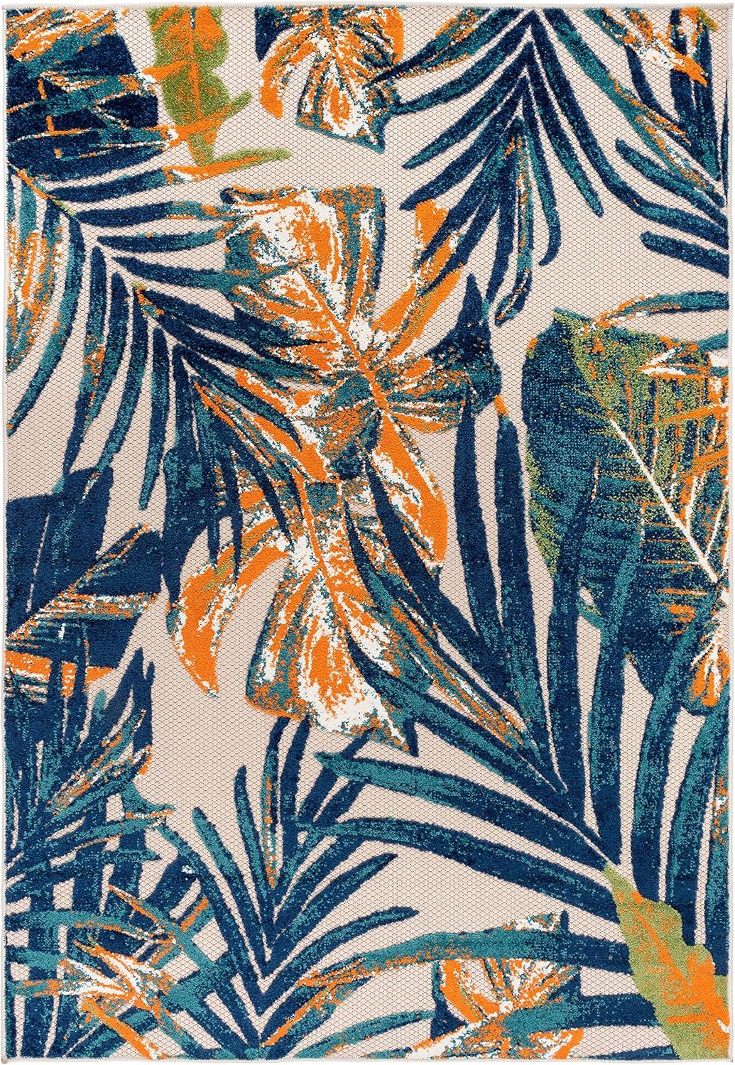 imageRugshop Tropical Floral Leaves IndoorOutdoor Area Rug 5 x 7 GrayMulti Color