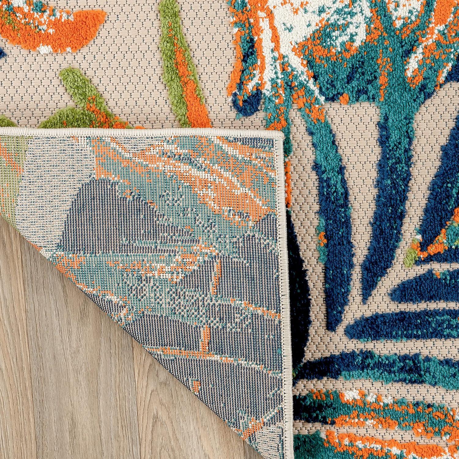 imageRugshop Tropical Floral Leaves IndoorOutdoor Area Rug 5 x 7 GrayMulti Color