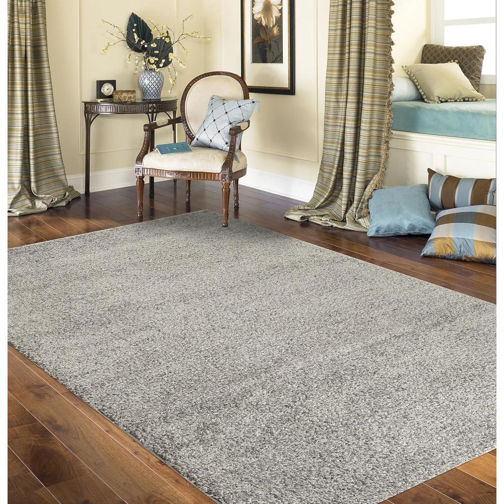 imageCozy Solid LGrey 53quot x 73quot Indoor Shag Area Rug