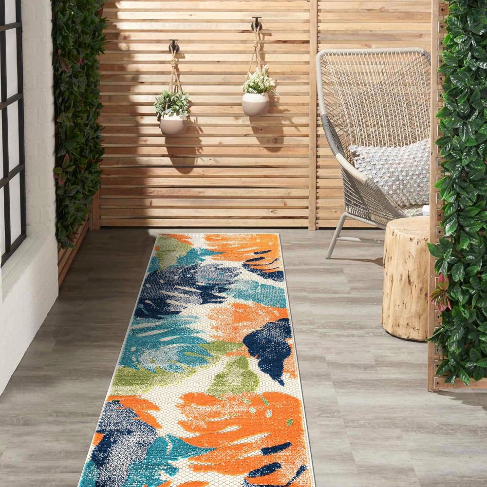 imageRugshop Arles Palm Floral Leaves NonShedding Rug for Patio Deck Backyard IndoorOutdoor Area Rug 5 x 7 MultiMulti Color