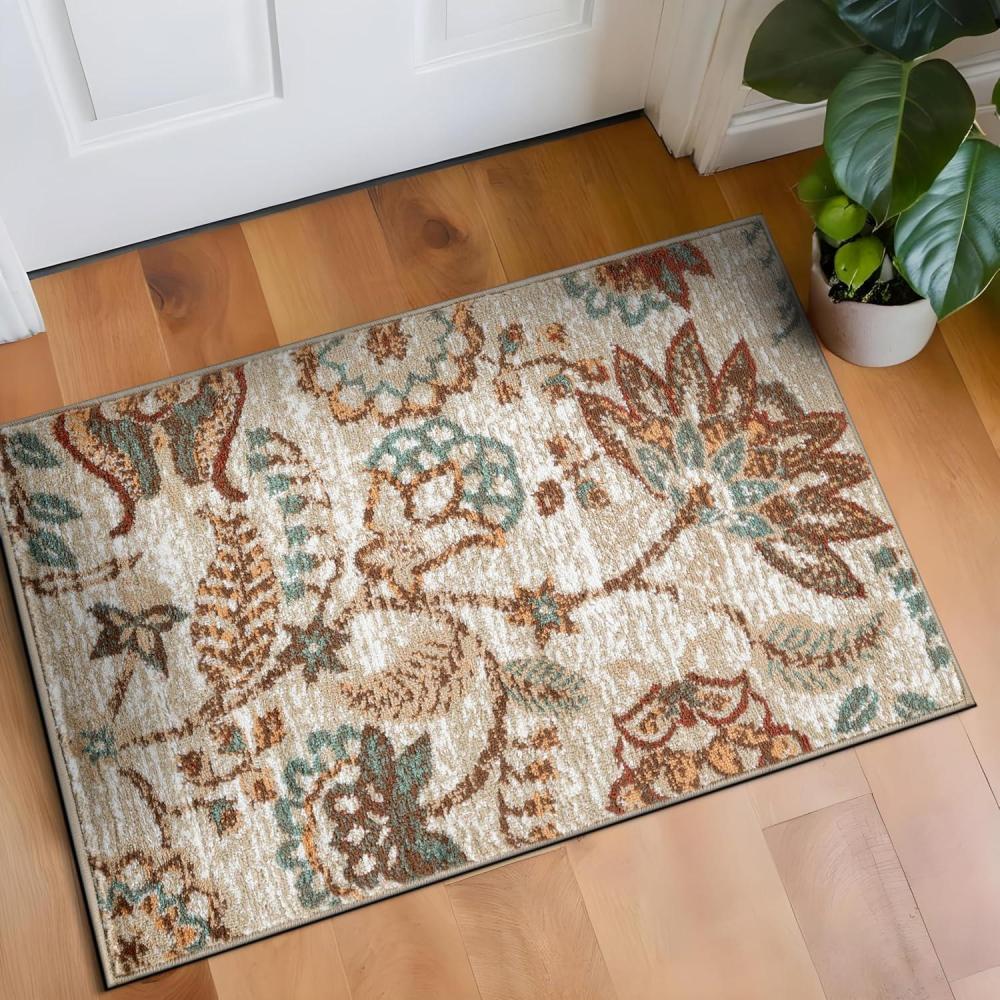 imageRugshop Beige Floral Area Rug 5x7 Vintage Botanical Indoor Carpet for Living Room Bedroom or Dining Room  NonShedding Soft LowPile Traditional Rug 5 x 7Beige