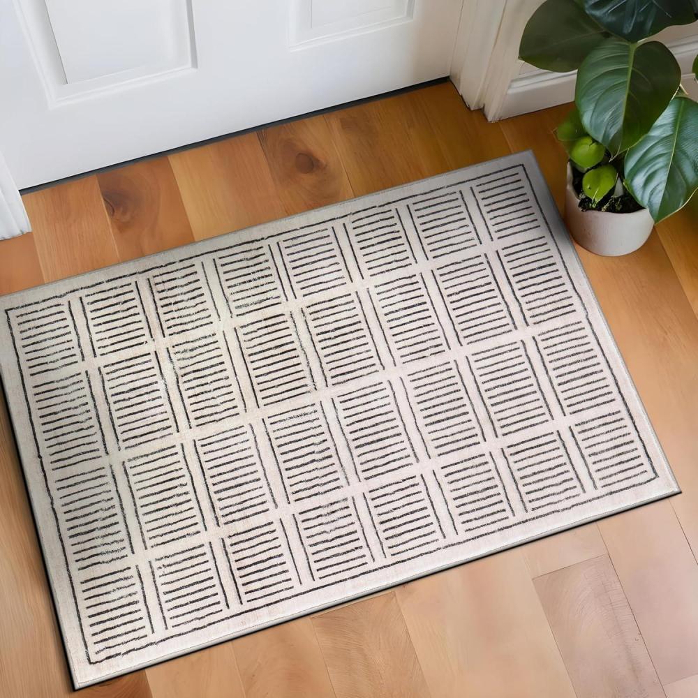 imageRugshop Bohemian Stripe Lines Washable Non Slip Area Rug 5 x 7 IvoryIvory