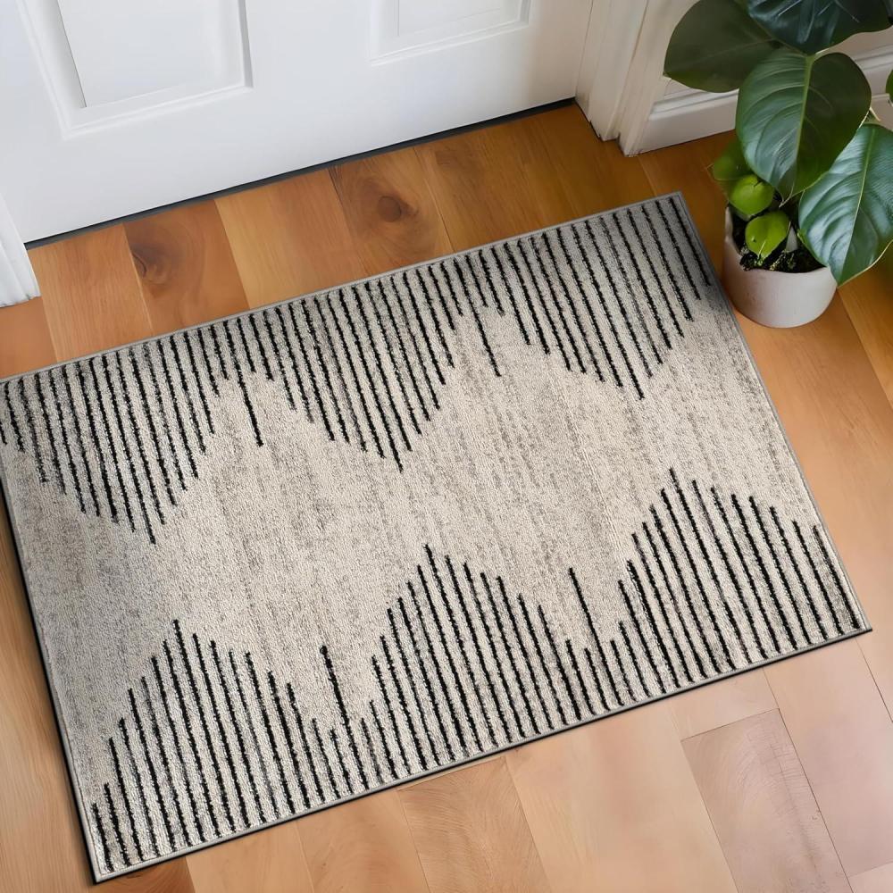 imageRugshop Bohemian Stripe Stain Resistant High Traffic Living Room Kitchen Bedroom Dining Home Office Area Rug 710quot x 10 BlueCream