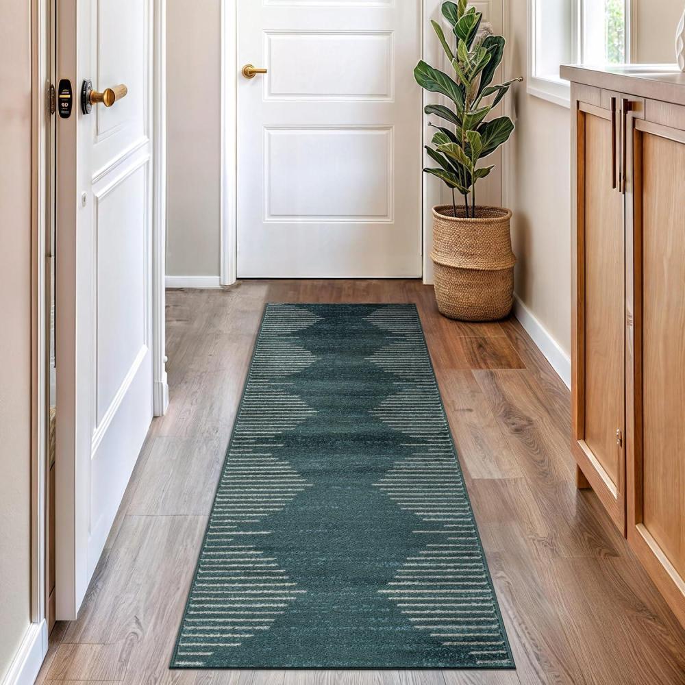 imageRugshop Bohemian Stripe Stain Resistant High Traffic Living Room Kitchen Bedroom Dining Home Office Area Rug 710quot x 10 BlueTeal