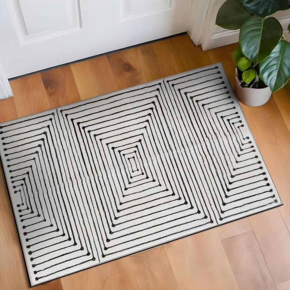 imageRugshop Bohemian Stripes Washable Non Slip Area Rug 5 x 7 IvoryIvory