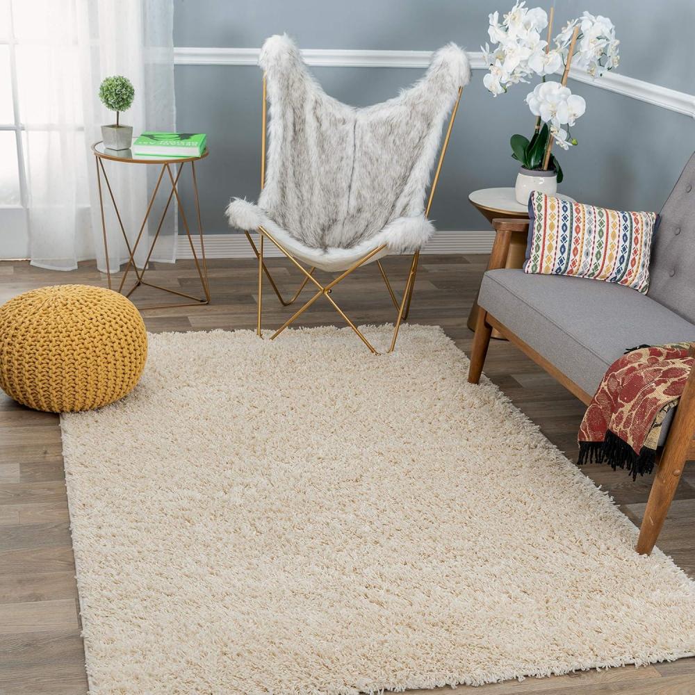imageRugshop Bondi Collection Modern Solid Shag Area Rug 5 x 7 Cream