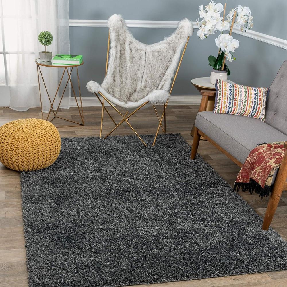 imageRugshop Bondi Collection Modern Solid Shag Area Rug 5 x 7 Dark Gray