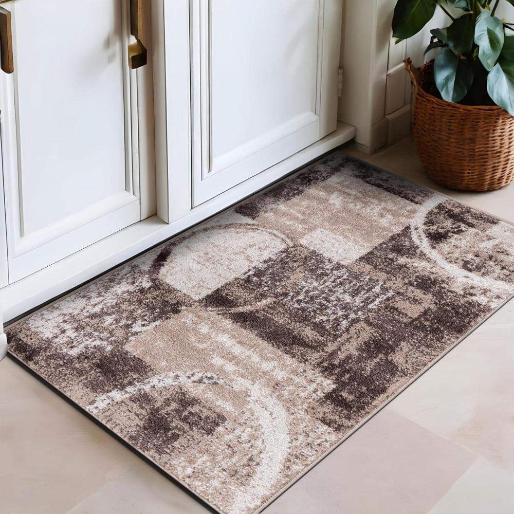 imageRugshop Contemporary Abstract Circle Design Soft Area Rug 53quot x 73quot GrayBrown