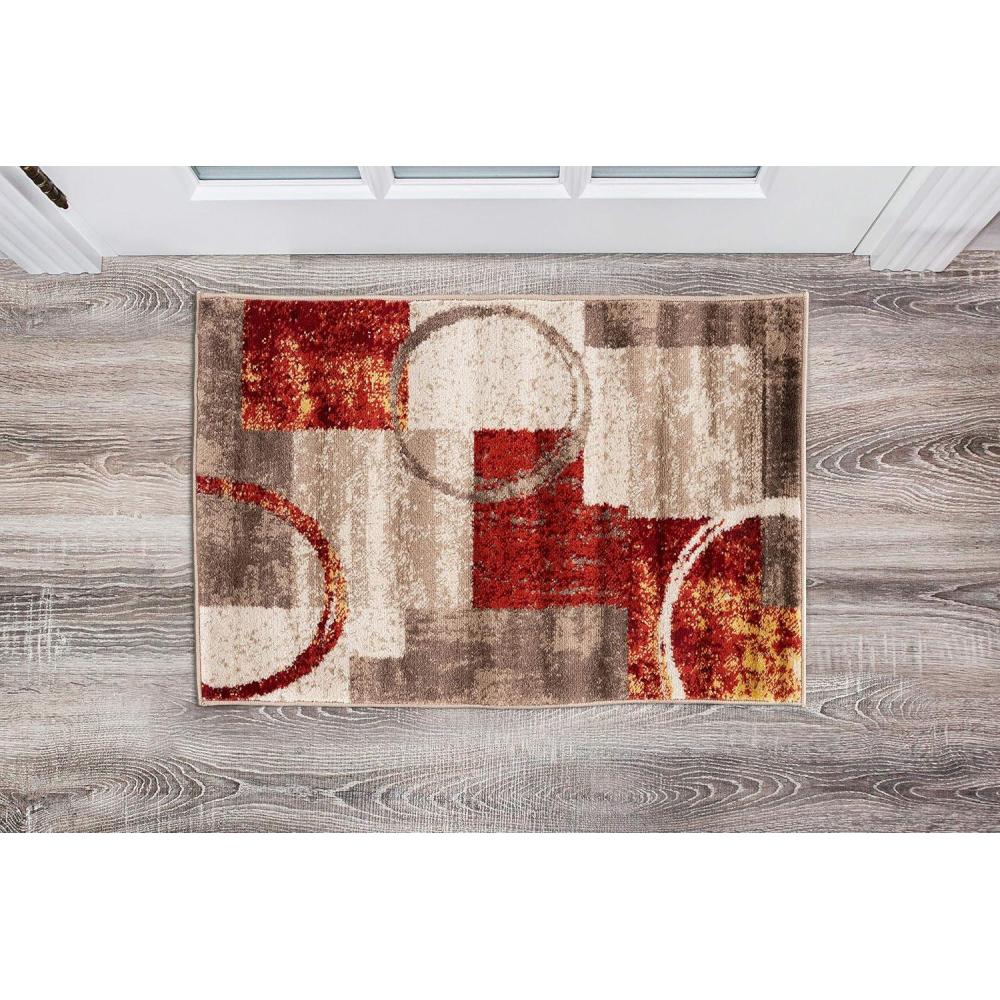 imageRugshop Contemporary Abstract Circle Design Soft Area Rug 53quot x 73quot GrayMulti Color