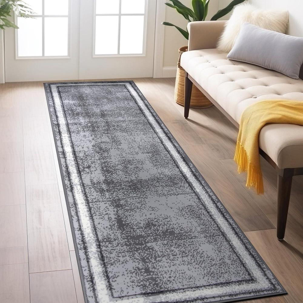 imageRugshop Contemporary Distressed Bordered Soft Area Rug 5 x 7 GrayGrey