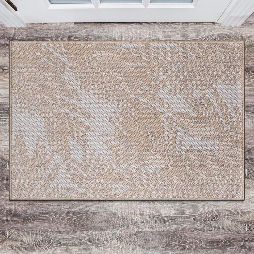 imageRugshop Contemporary Distressed Leaves Textured Flat Weave Easy Cleaning Outdoor Rugs for DeckPatioBackyard IndoorOutdoor Area Rug 5 x 7 BlackNatural