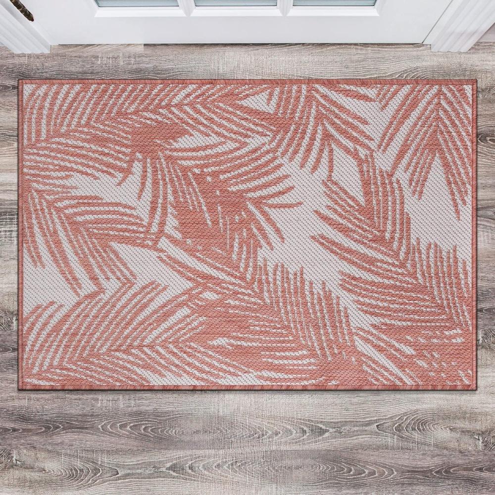 imageRugshop Contemporary Distressed Leaves Textured Flat Weave Easy Cleaning Outdoor Rugs for DeckPatioBackyard IndoorOutdoor Area Rug 5 x 7 BlackTerra