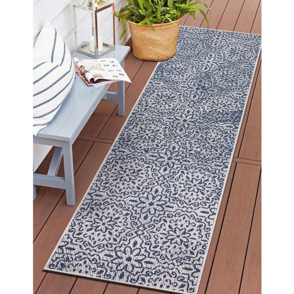 imageRugshop Contemporary Flowers Weather Resistant IndoorOutdoor Area Rug 5 x 7 BlueBlue